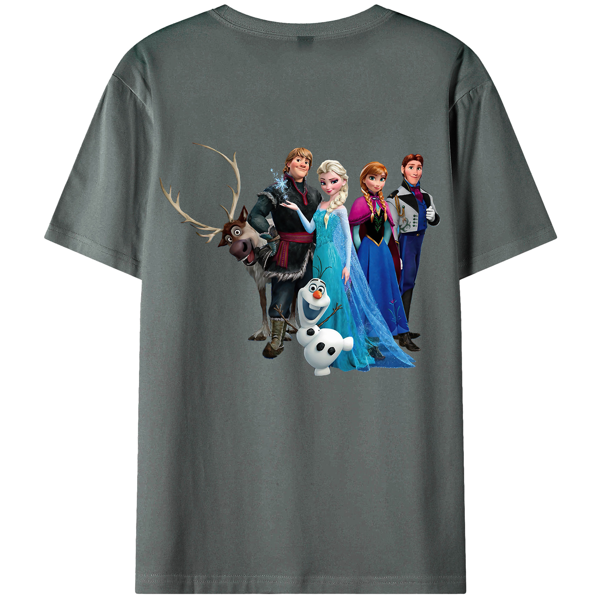 （画像用） アナと雪の女王 アンナ エルサ Frozen Anna Elsa 綿100％ メンズ半袖Tシャツ（バックプリント） 通気性